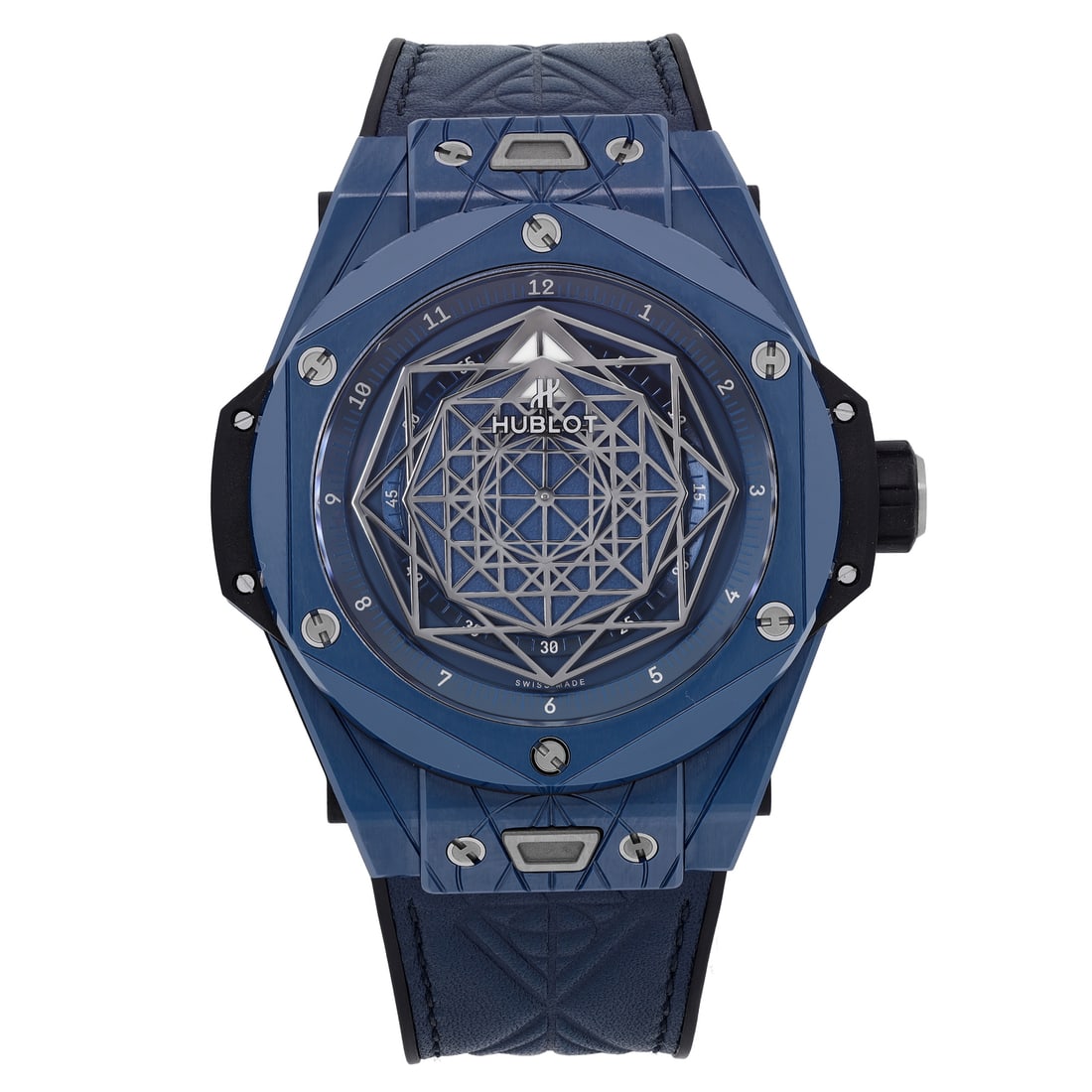 Hublot Big Bang Sang Bleu II 45mm Blue Ceramic Watch Limited Edition of 200: Hublot Big Bang Sang Bleu II 45mm Blue Ceramic Watch Limited Edition of 200 Introducing the Hublot Big Bang Sang Bleu II, a stunning luxury wristwatch that merges style with exceptional functionality.