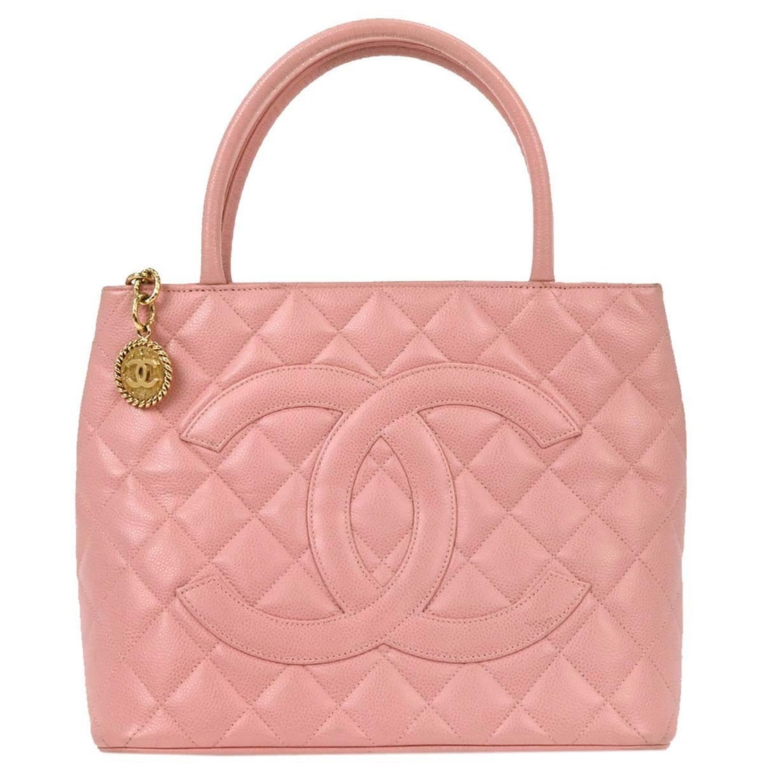 Chanel Pink Caviar Medallion Tote Handbag with Double Handles (1 of 10)