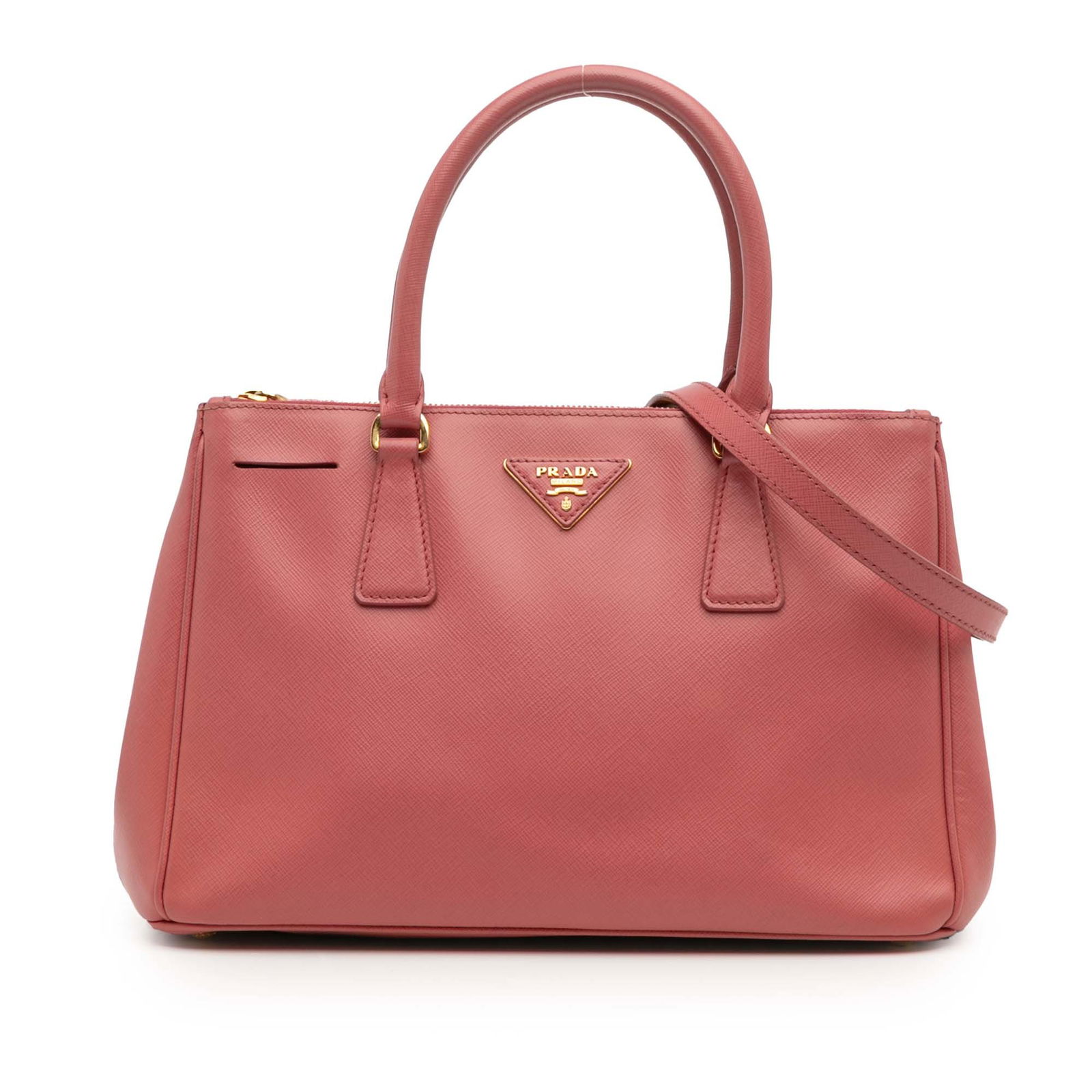 Prada Small Saffiano Lux Galleria Double Zip Satchel Pink Leather (1 of 12)