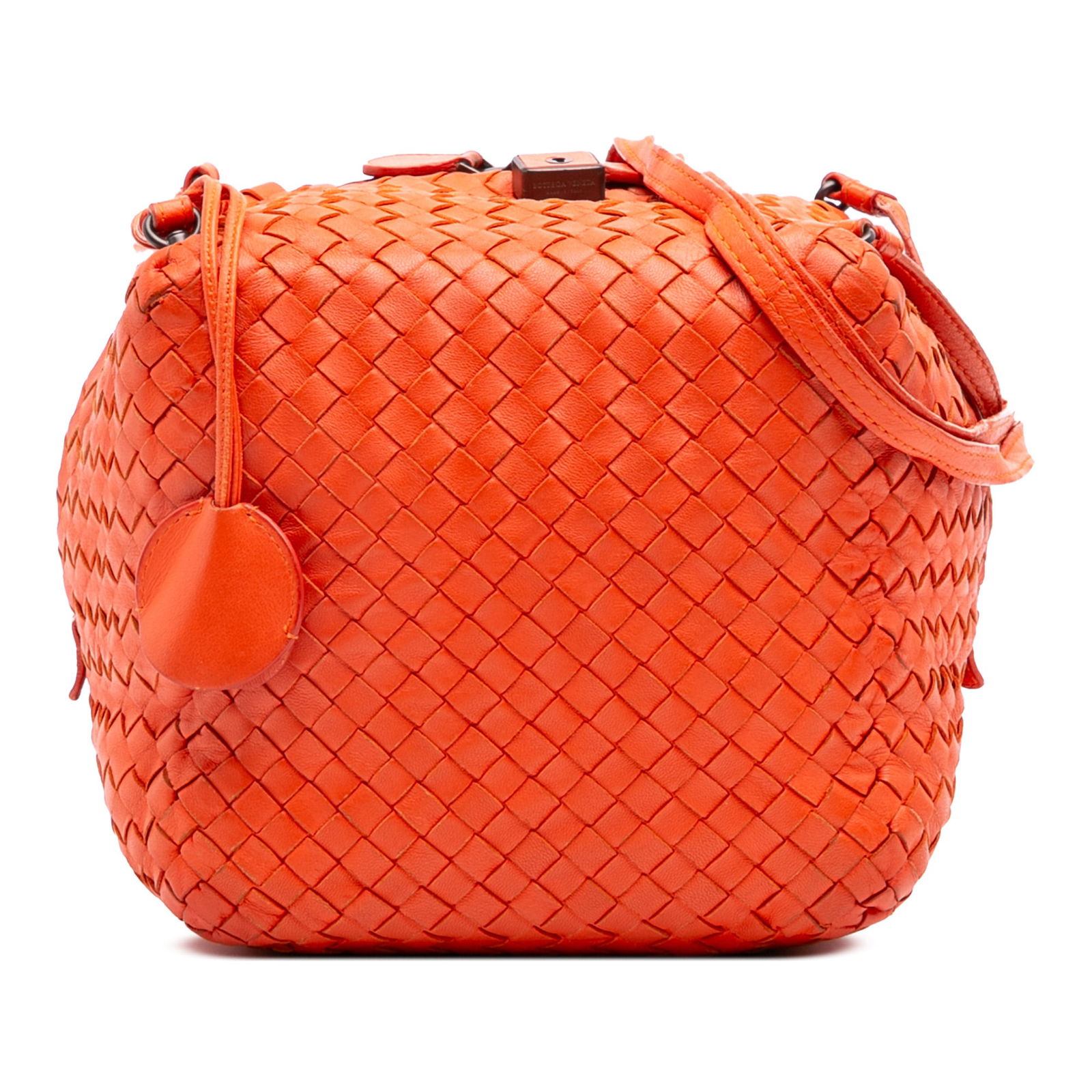 Bottega Veneta Nappa Intrecciato Cube Crossbody Bag Orange Leather (1 of 14)