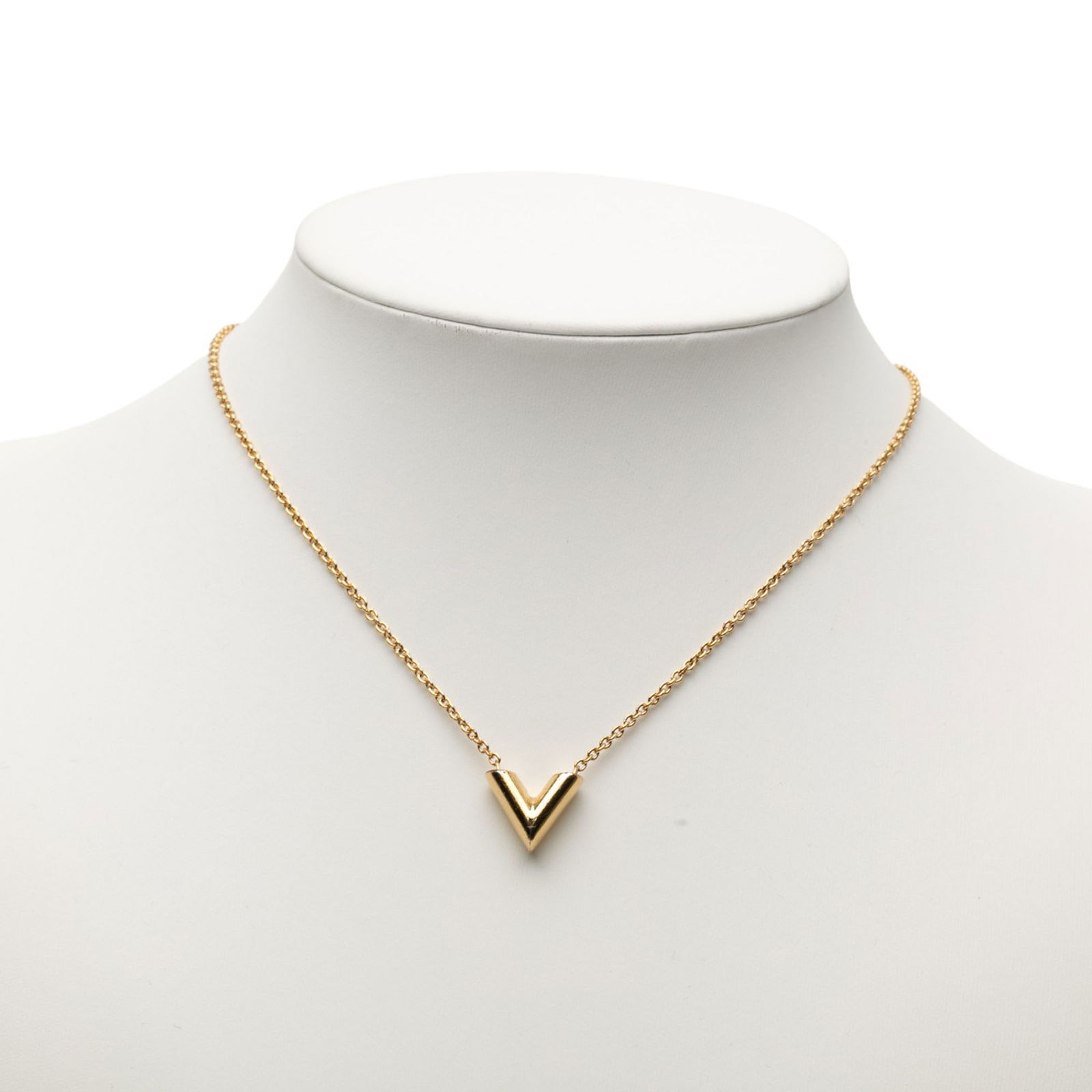 Essential V Pendant Necklace by Louis Vuitton in Gold Plated Metal (1 of 6)