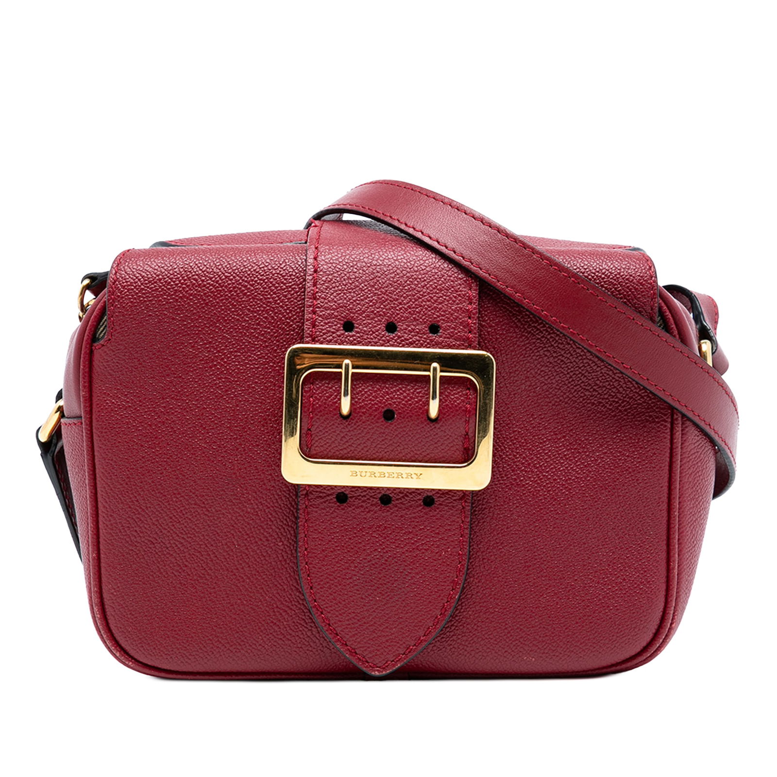 Burberry Small Crossbody Bag Red Leather Buckle Closure (1 of 7)