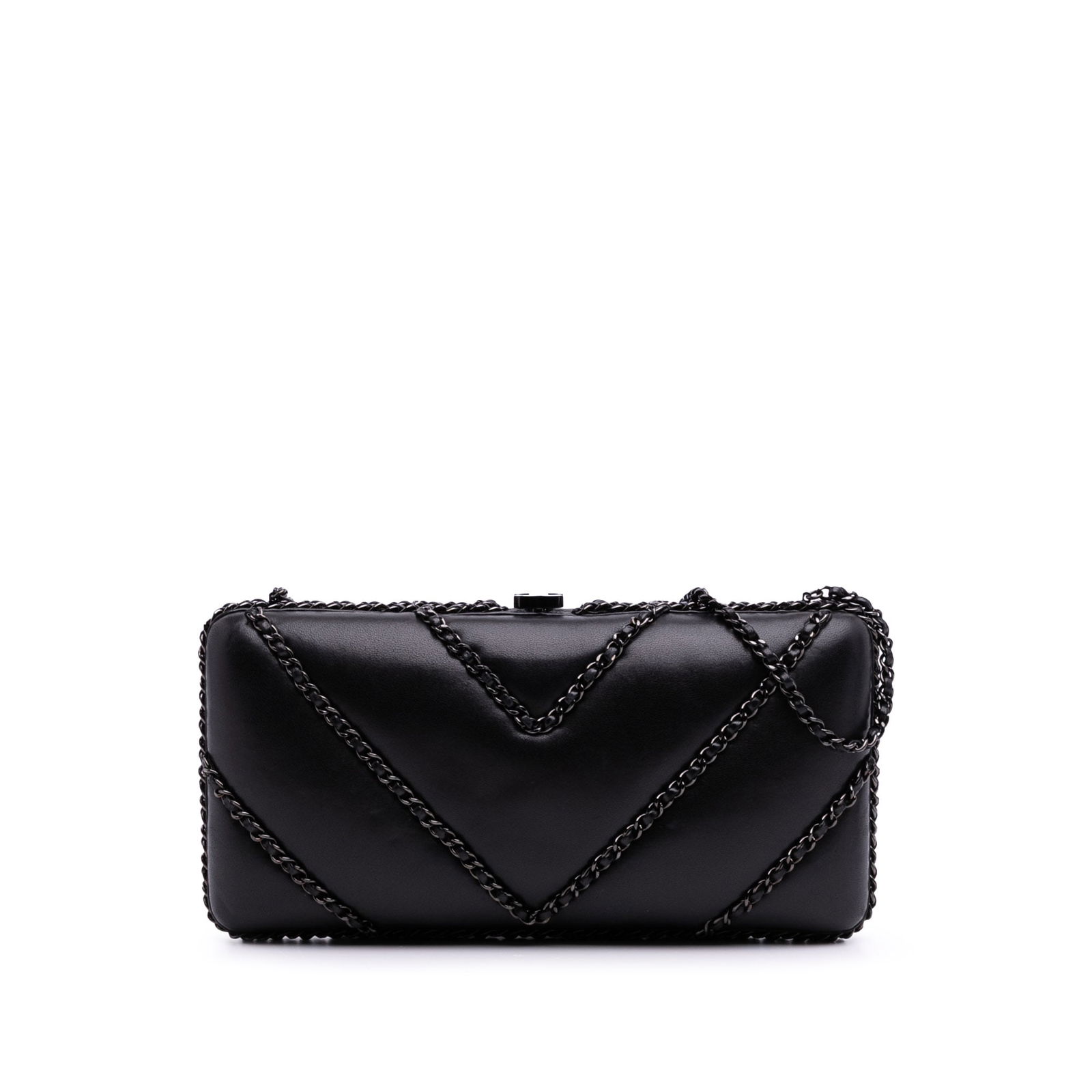 Chanel Chevron Black Lambskin Chain Clutch Bag Italy (1 of 11)