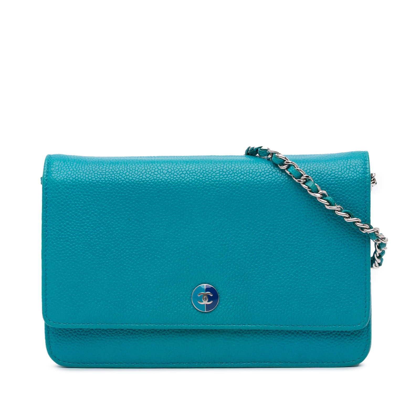 Chanel Caviar Bicolor CC Wallet On Chain Blue Leather Crossbody (1 of 10)