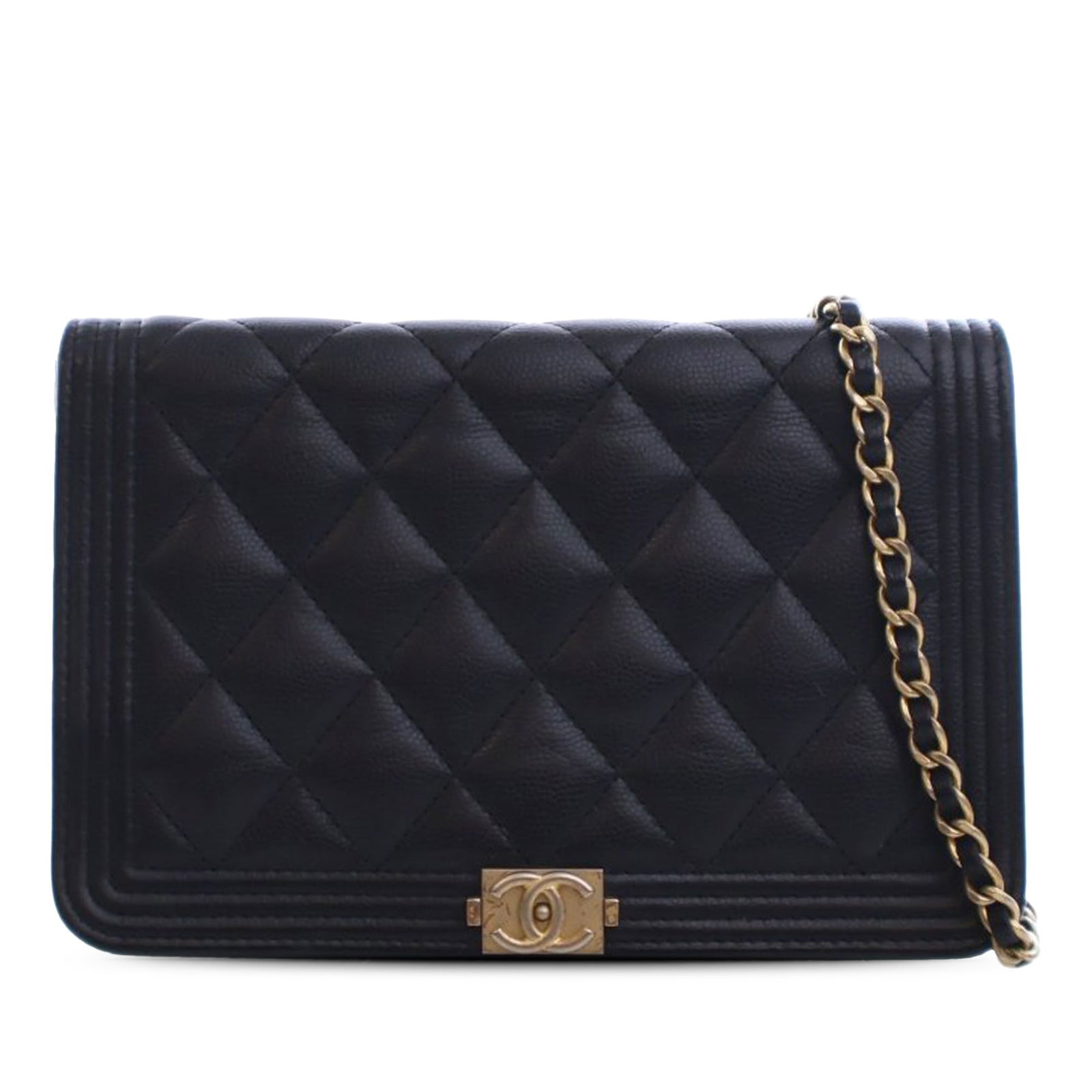 Chanel Black Quilted Caviar Boy Wallet on Chain with Dust Bag (1 of 13)
