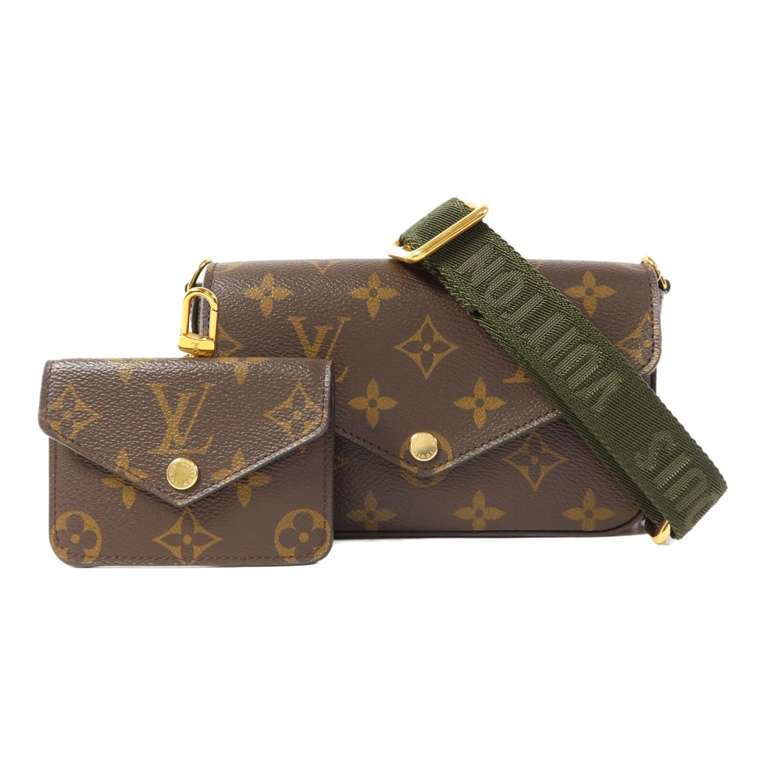 LOUIS VUITTON Felicie Strap & Go Shoulder Bag M80091 Monogram Brown Green (1 of 18)