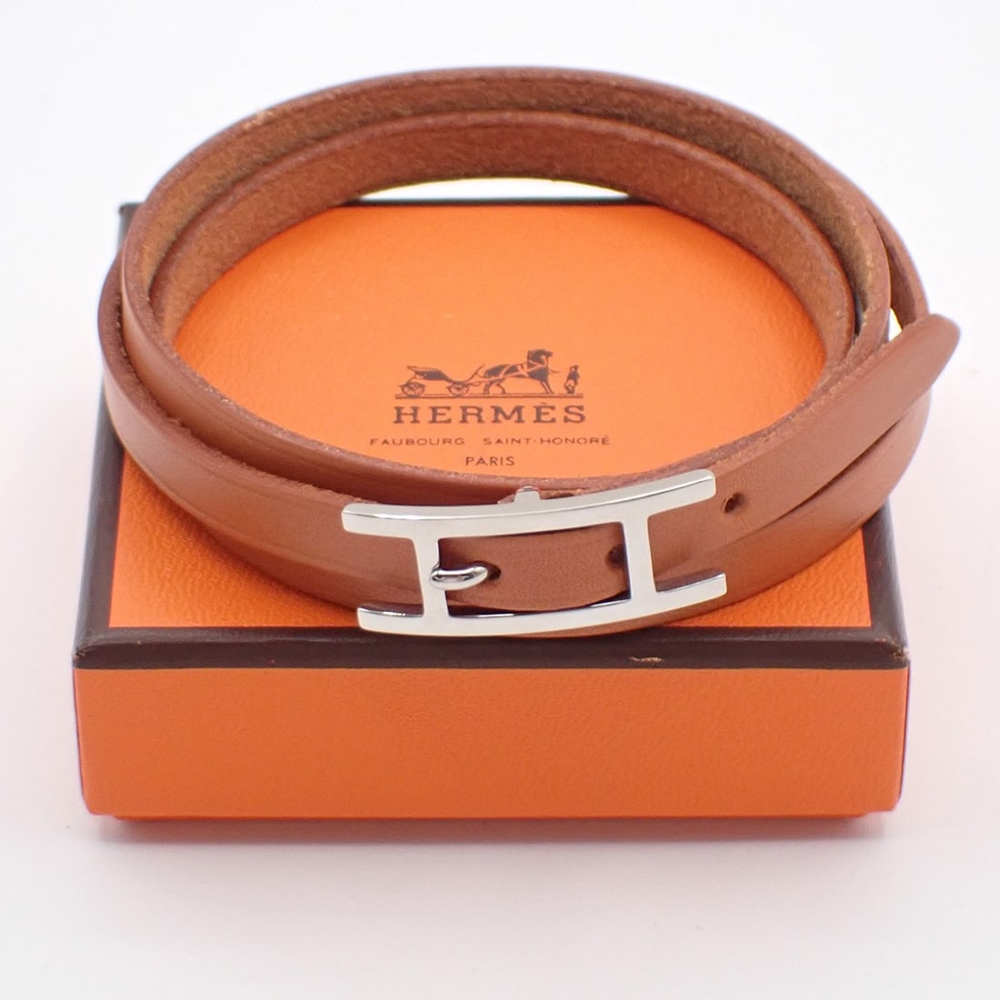 Hapi 3 Leather Bracelet by Hermes in Brown (1 of 1)
