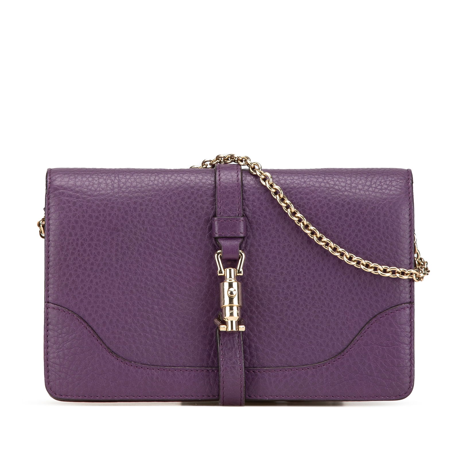Gucci Purple Pebbled Calfskin Piston Broadway Evening Bag (1 of 12)
