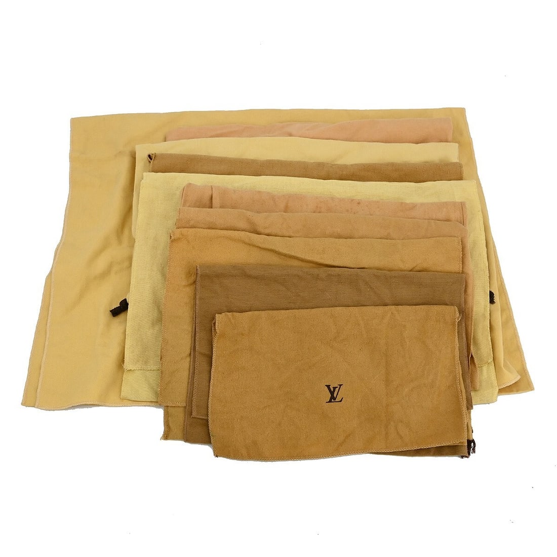 Authentic Louis Vuitton 10 Piece Dust Bag Set Brown Beige Cotton: Authentic Louis Vuitton 10 Piece Dust Bag Set Brown Beige Cotton This set of authentic Louis Vuitton dust bags features a classic brown and beige design, crafted from 100% cotton. Ideal for protecting