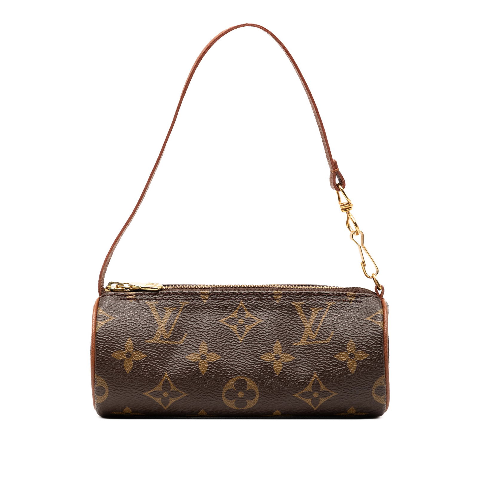 Papillon Pochette Bag with Monogram Canvas and Detachable Strap by Louis Vuitton: Papillon Pochette Bag with Monogram Canvas and Detachable Strap by Louis Vuitton The Louis Vuitton Monogram Papillon Pochette features a monogram canvas exterior, a detachable leather strap, and a top