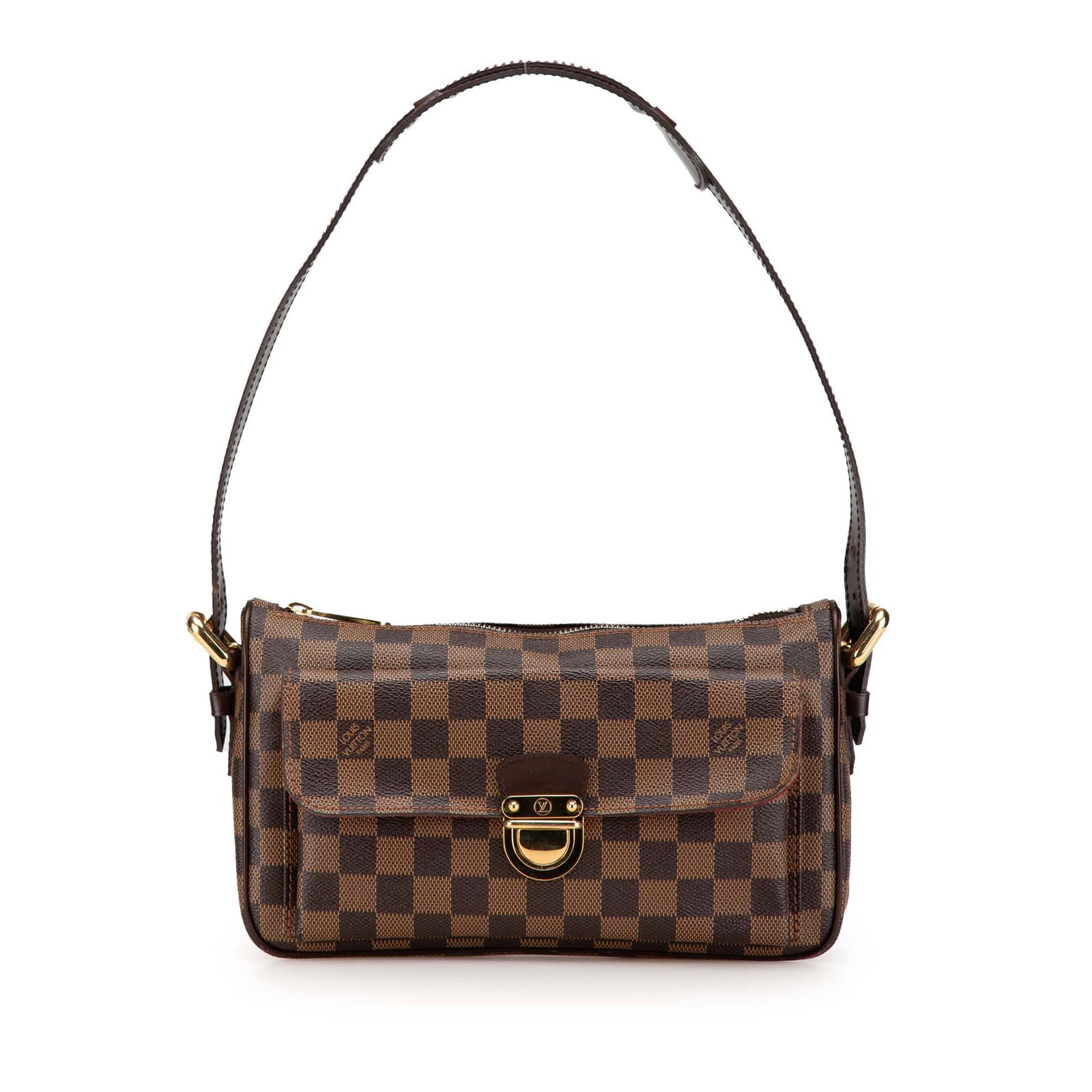 Louis Vuitton Damier Ebene Ravello GM Canvas Bag with Leather Trim: Louis Vuitton Damier Ebene Ravello GM Canvas Bag with Leather Trim The Louis Vuitton Damier Ebene Ravello GM is a stylish bag crafted from durable damier ebene canvas, complemented by leather trim. It