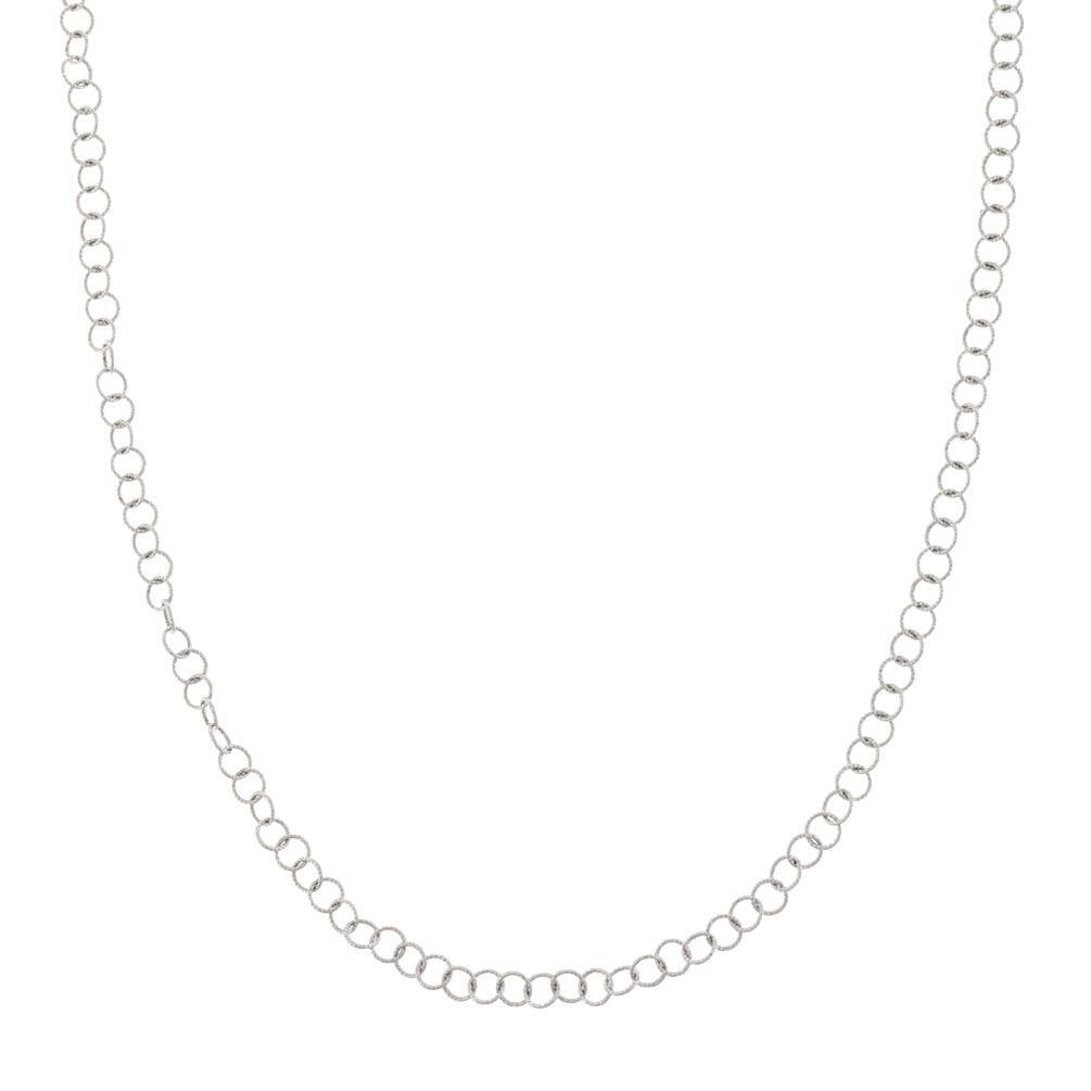 14k White Gold Milgrain Round Link Chain Necklace 50 Inches (1 of 4)