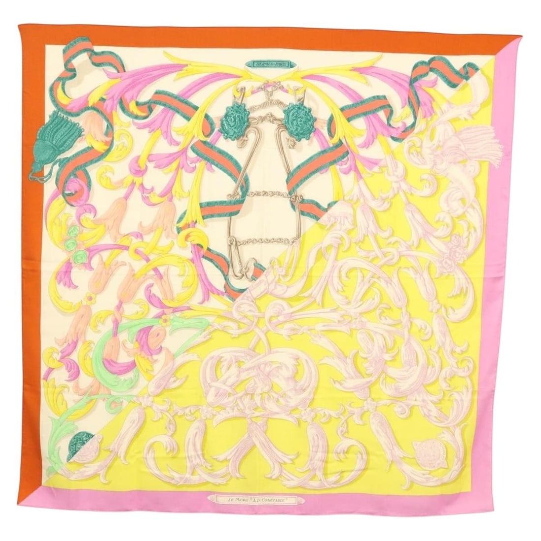 HERMES Carre 140 Scarf LE MORS A LA CONETABLE Silk White Authentic (1 of 16)