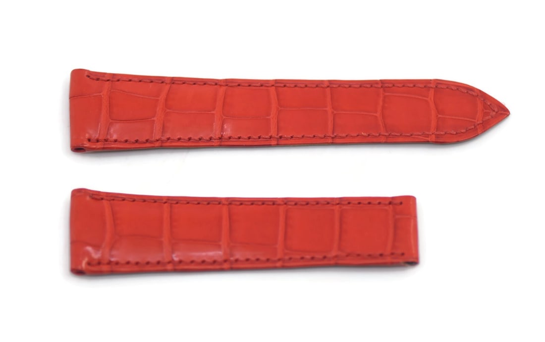 Bedat & Co Authentic Red Leather Wristwatch Band 19mm (1 of 2)
