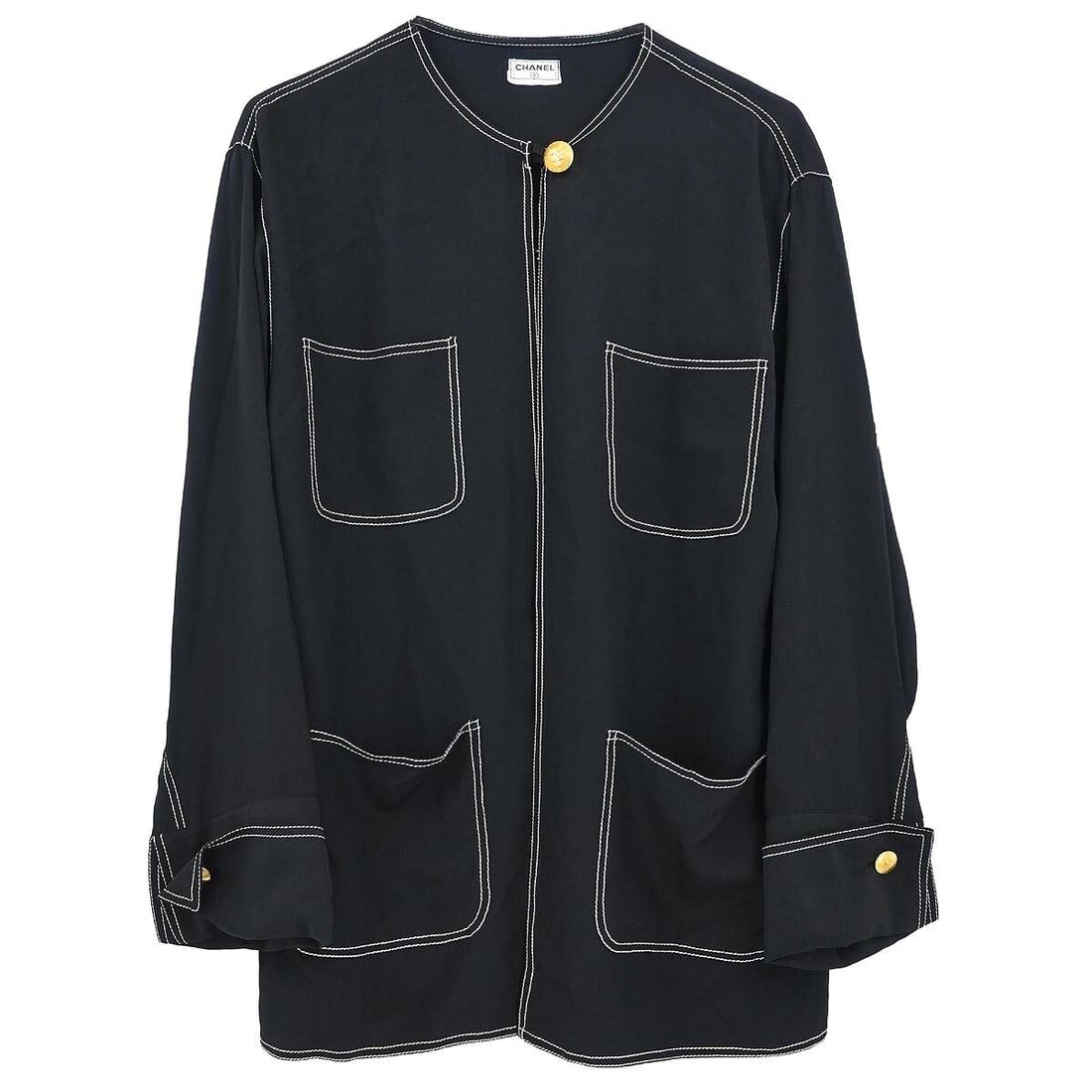 Chanel Vintage Black Long Sleeve Button Blouse (1 of 10)