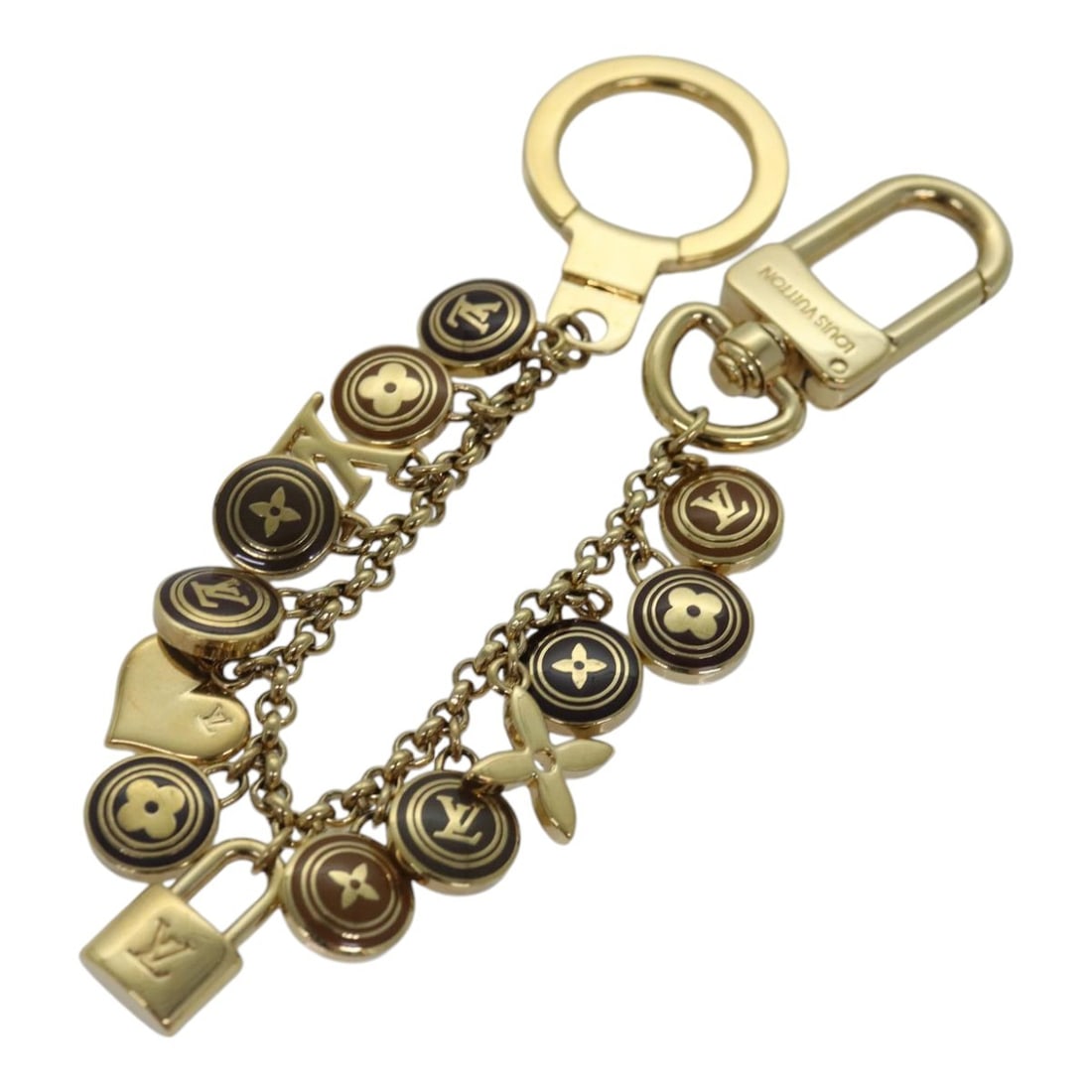 Louis Vuitton M66172 Monogram Charm Gold Metal Keychain (1 of 18)