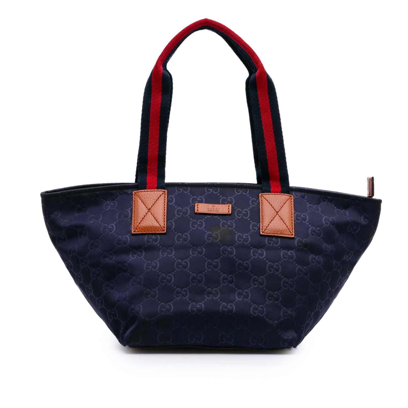 Gucci GG Nylon Web Tote Bag Blue Fabric Made in Italy: Gucci GG Nylon Web Tote Bag Blue Fabric Made in Italy Introducing the Gucci GG Nylon Web Tote, a stylish and functional accessory crafted from durable nylon. This tote features flat canvas straps for