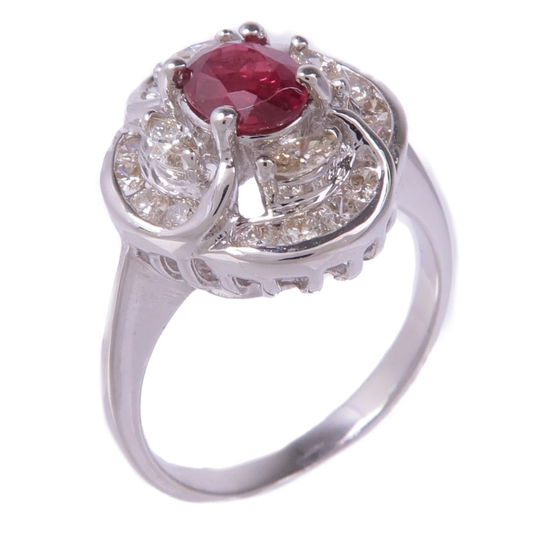 JEWELRY Ruby Diamond Ring in 18K White Gold Size 4.5 (1 of 8)