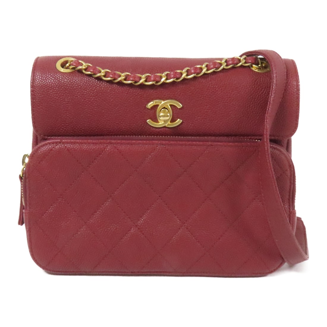 CHANEL Red Calfskin Leather Chain Shoulder Bag GHW (1 of 16)