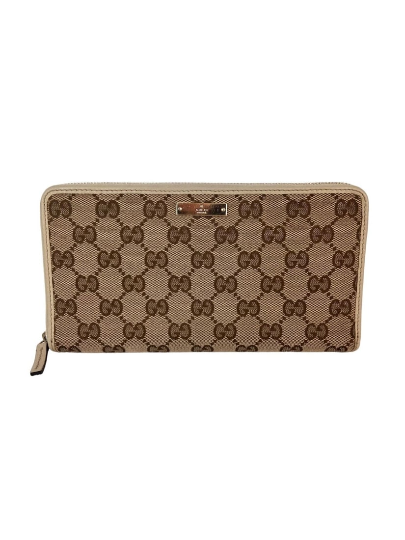 Gucci GG Canvas Zip Around Wallet Brown 8.2x4.5 in (1 of 11)