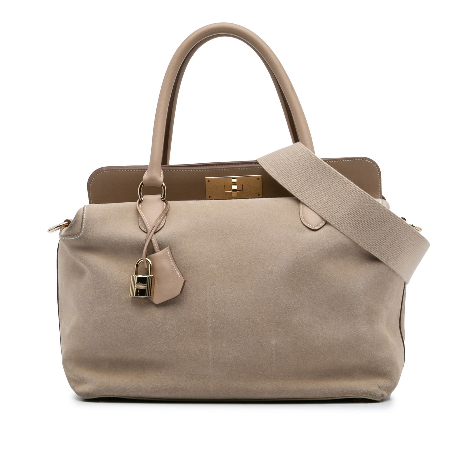 Hermes Veau Grizzly Swift Toolbox 33 Suede Leather Argile Bag: Hermes Veau Grizzly Swift Toolbox 33 Suede Leather Argile Bag Introducing the Hermes Veau Grizzly and Swift Toolbox 33, a sophisticated bag featuring a suede leather body in a rich Argile color. This