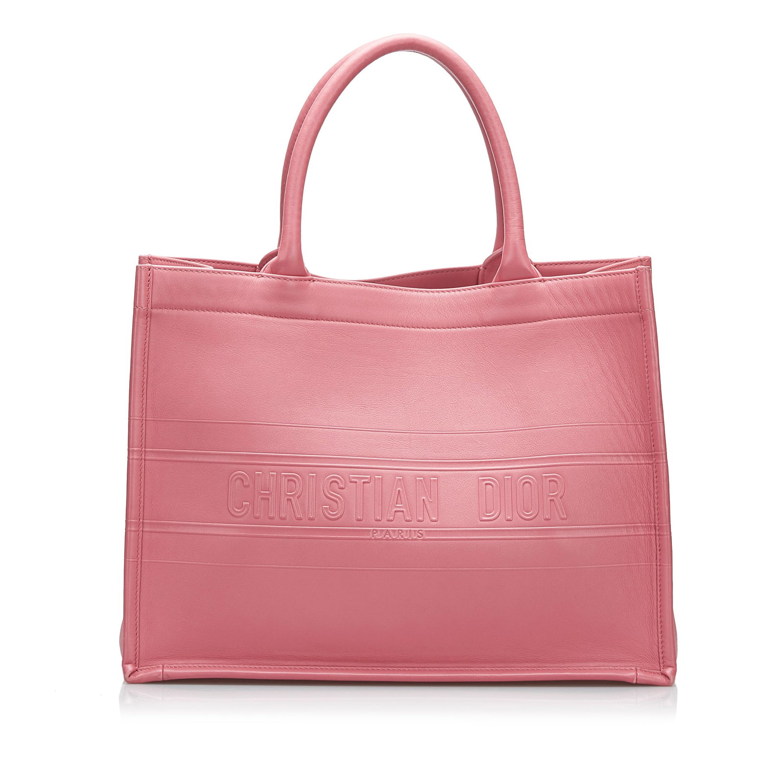 Dior Pink Medium Embossed Book Tote Leather Bag Italy: Dior Pink Medium Embossed Book Tote Leather Bag Italy The Dior Medium Embossed Book Tote is a stylish and functional accessory designed for everyday use. Crafted from high-quality leather, this tote f