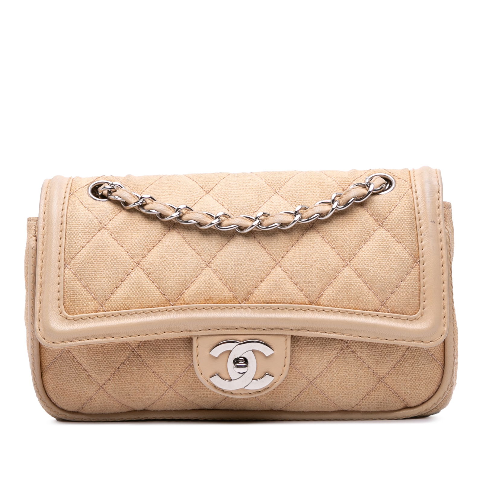 Chanel Medium Classic Canvas Lambskin Double Flap Bag Brown (1 of 10)