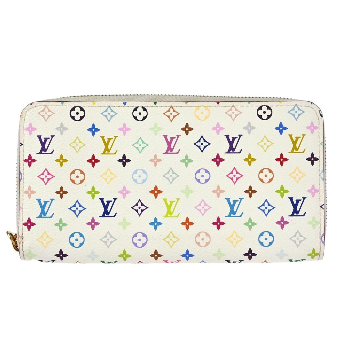 Louis Vuitton Multicolor Zippy Wallet M60241 White Logo Design: Louis Vuitton Multicolor Zippy Wallet M60241 White Logo Design This Louis Vuitton Zippy Wallet features a striking white color adorned with the iconic Monogram Multicolor design. It is crafted from hi