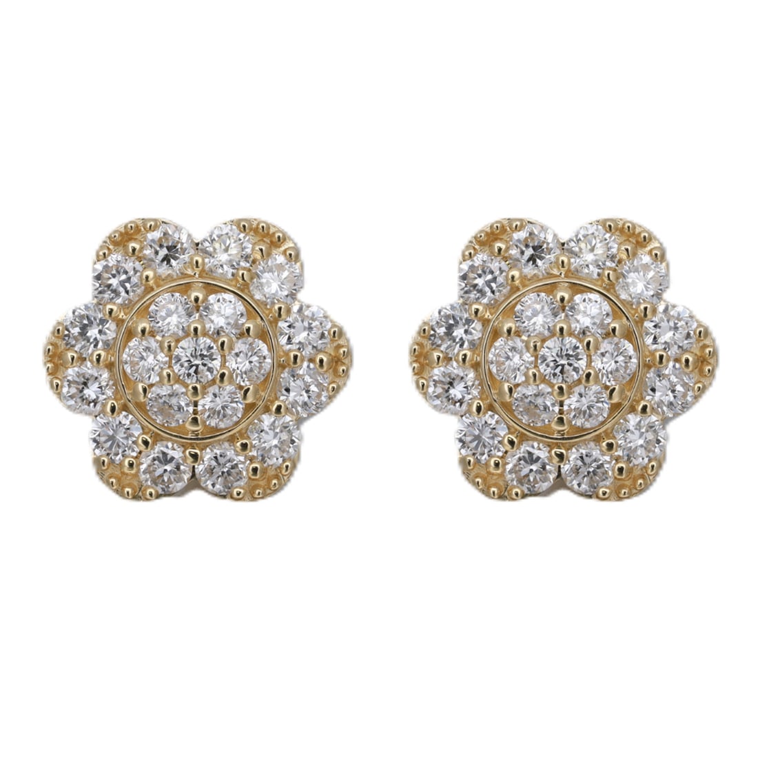Rachel Koen 14K Yellow Gold Flower Stud Earrings 1.04 Carat Lab Grown Diamonds (1 of 5)