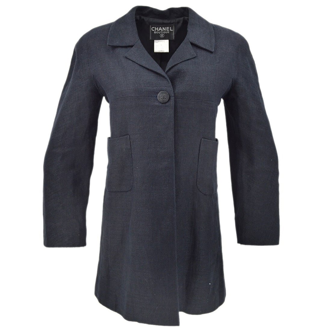 Chanel Vintage Black Linen Single Breasted Jacket Size 38 (1 of 10)