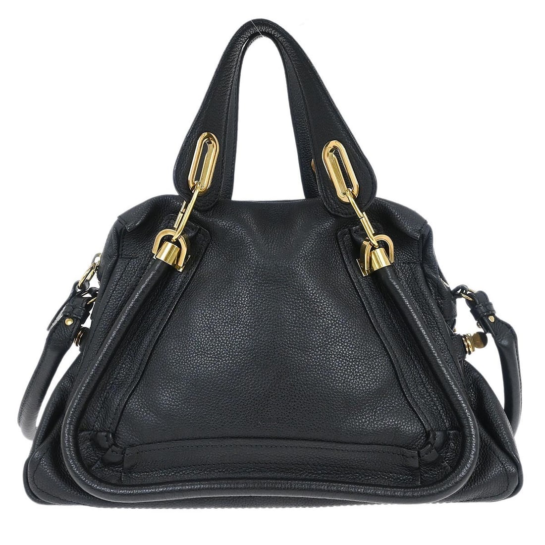 Chloe Paraty Large Black Leather 2way Top Handle Bag with Gold Hardware (1 of 11)