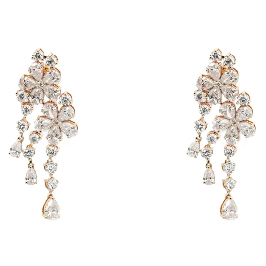 Rachel Koen 14k Gold Dangle Earrings with Lab Grown Pear and Round Diamonds 5.65ctw (1 of 4)
