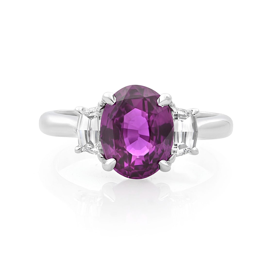 Rachel Koen 2.61ct Oval Pink Sapphire Diamond Engagement Ring 18K White Gold GIA Certified (1 of 7)