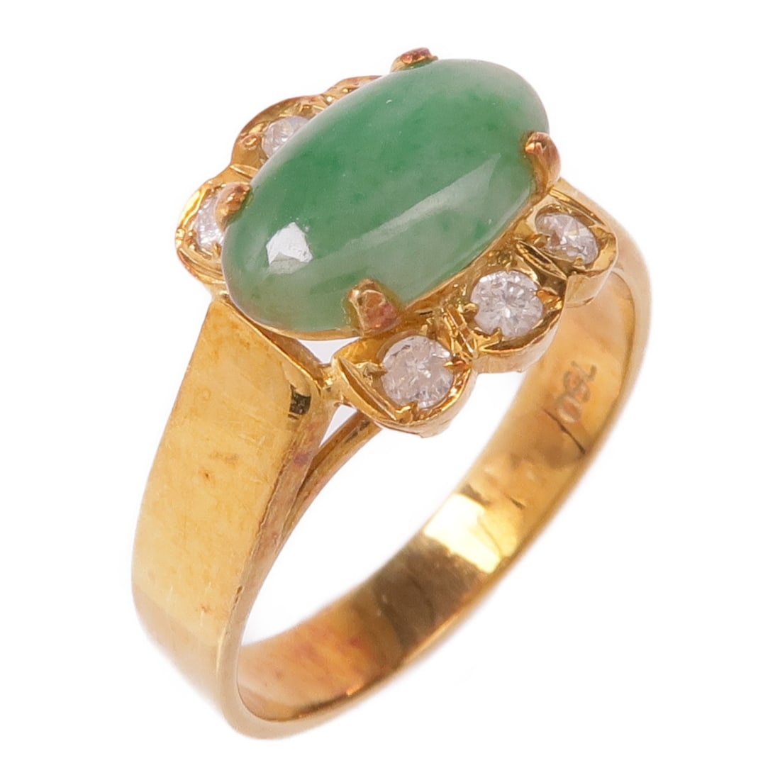 Jade and Diamond Ring in 18K Yellow Gold Size 5 (1 of 8)