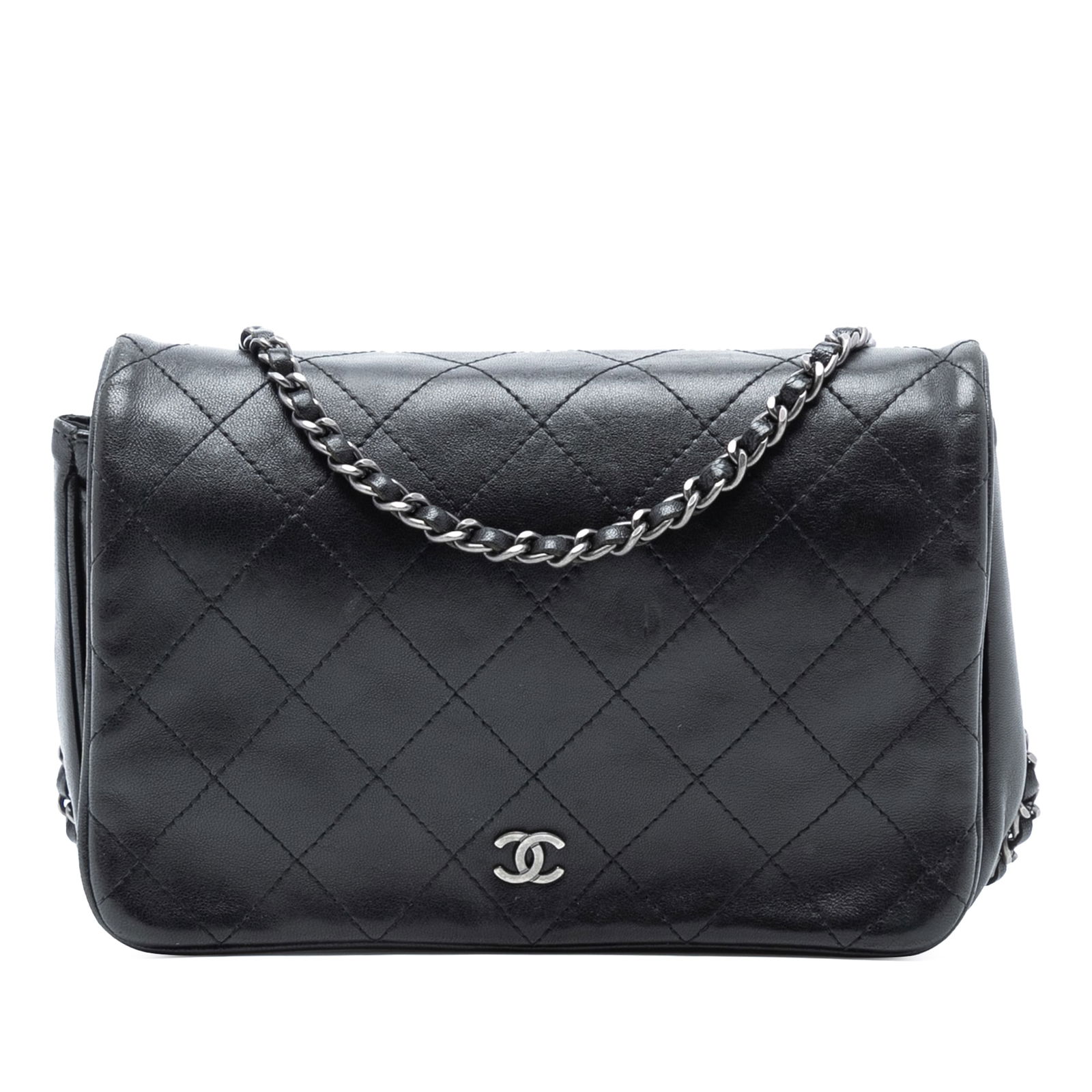 Black Lambskin Chain Strap Crossbody Bag Chanel CC Flap Wallet Design (1 of 8)