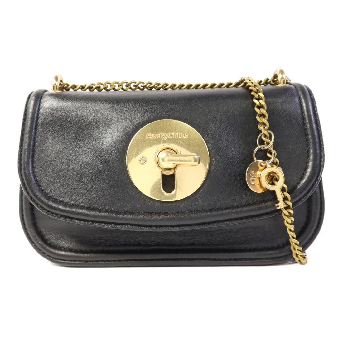 SEE BY CHLOE Black Calfskin Chain Shoulder Bag GHW (1 of 18)