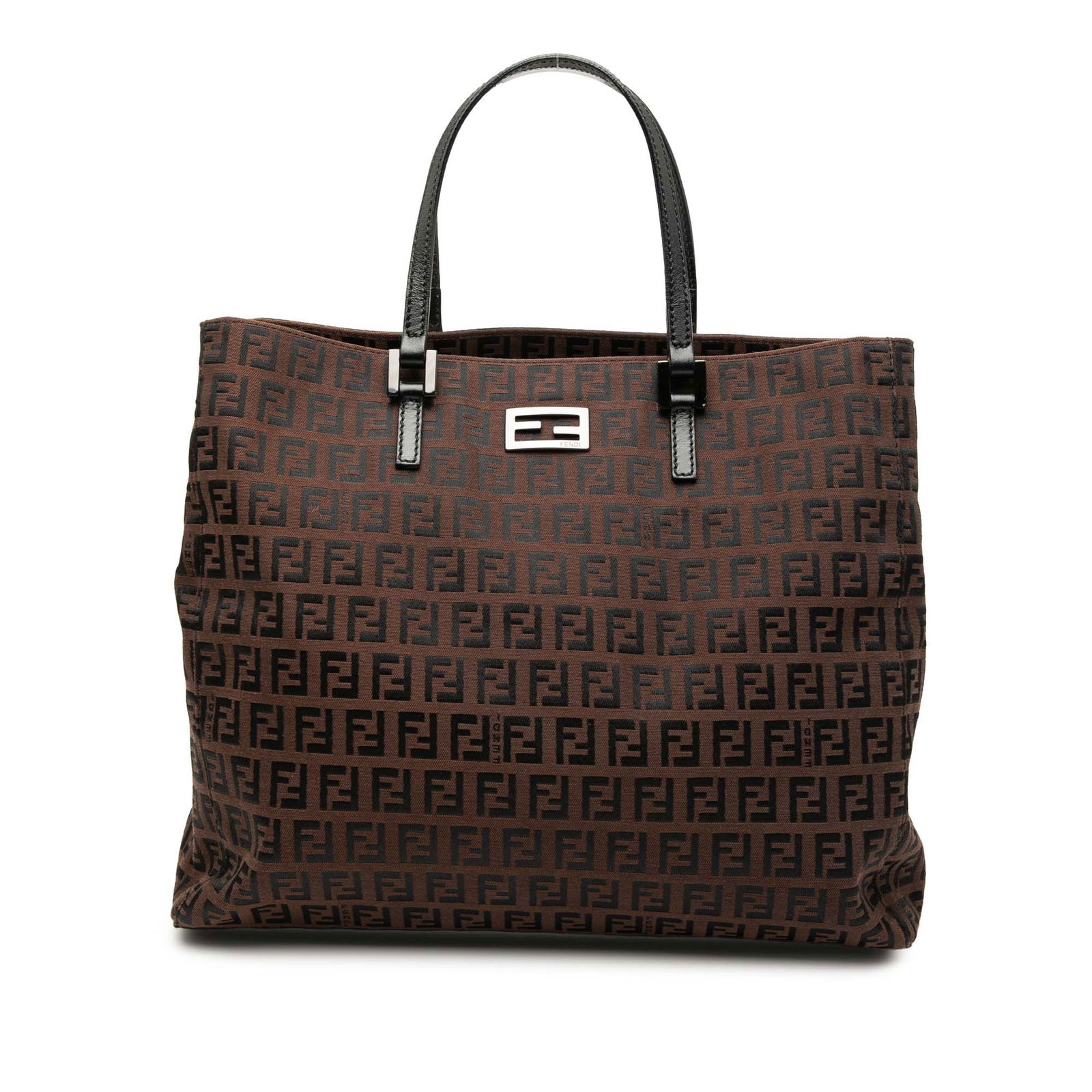 Fendi Zucchino Canvas Tote Bag Brown Fabric Italy (1 of 7)