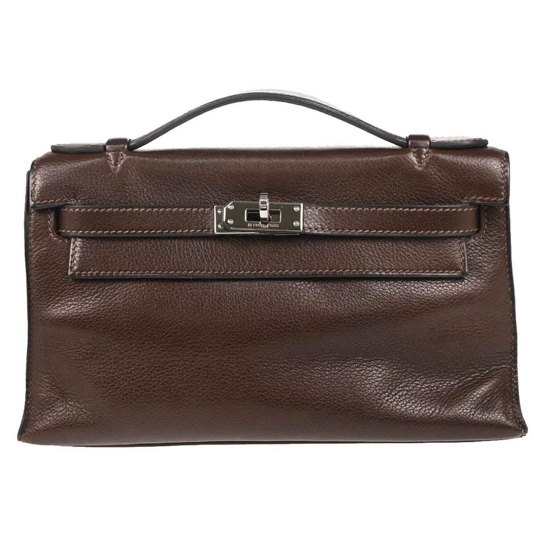 Brown Hermes Kelly Pochette Handbag (1 of 1)