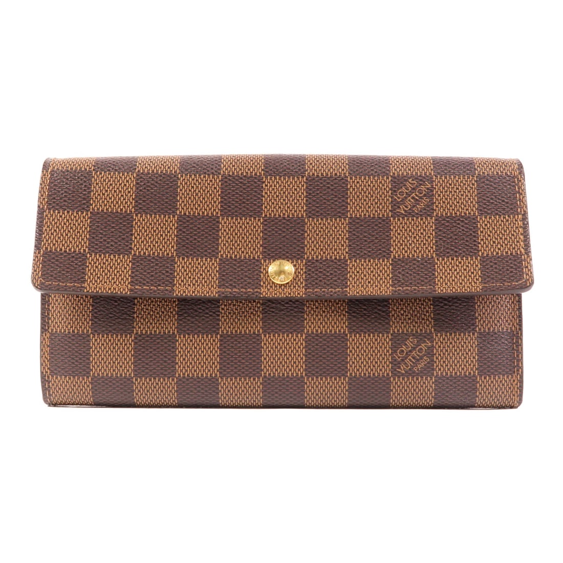 LOUIS VUITTON Damier Brown Long Wallet N61734 GHW (1 of 15)