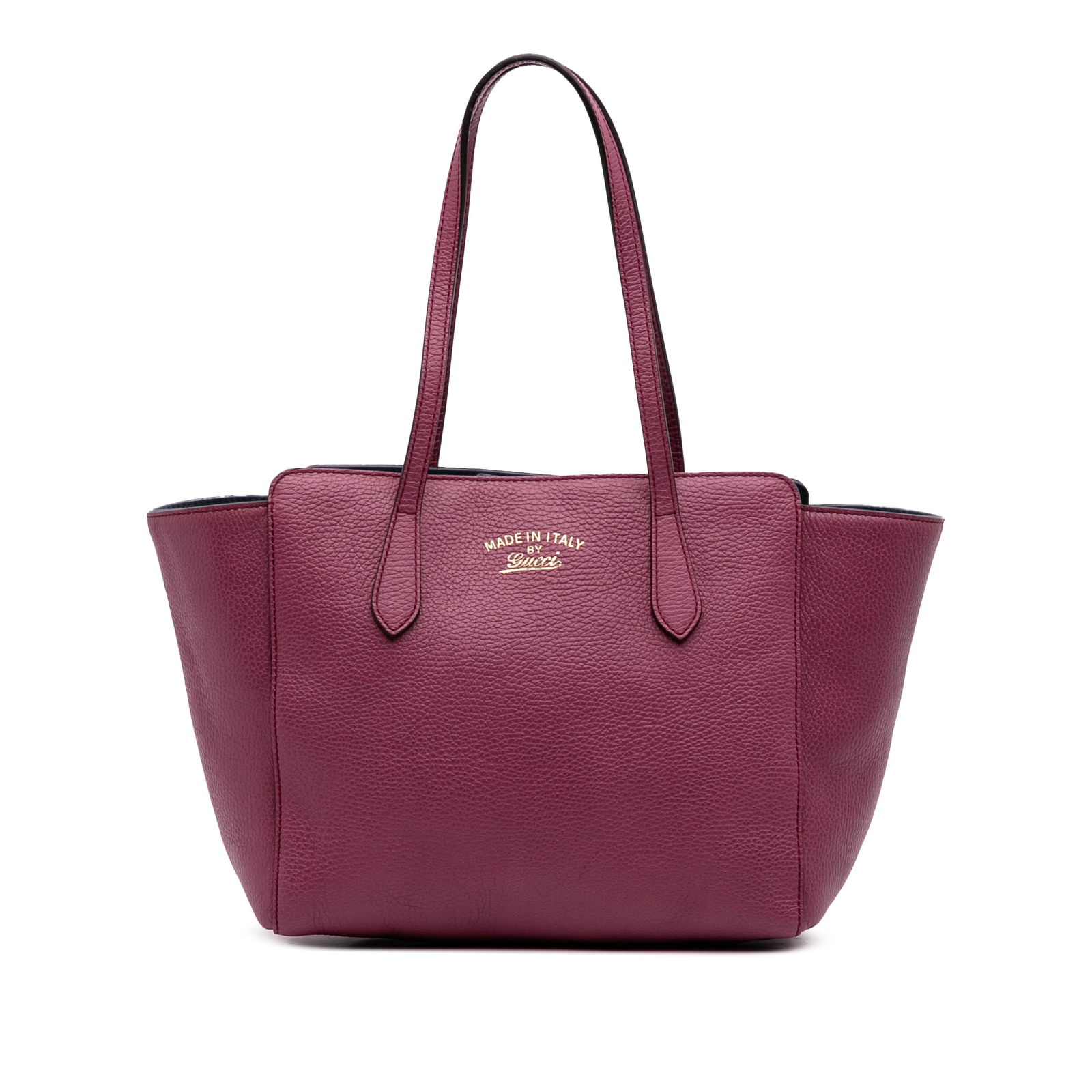 Gucci Medium Dollar Calfskin Purple Swing Tote Bag: Gucci Medium Dollar Calfskin Purple Swing Tote Bag The Gucci Medium Dollar Calfskin Swing Tote is a stylish and functional accessory crafted from premium leather. This tote features a spacious leather
