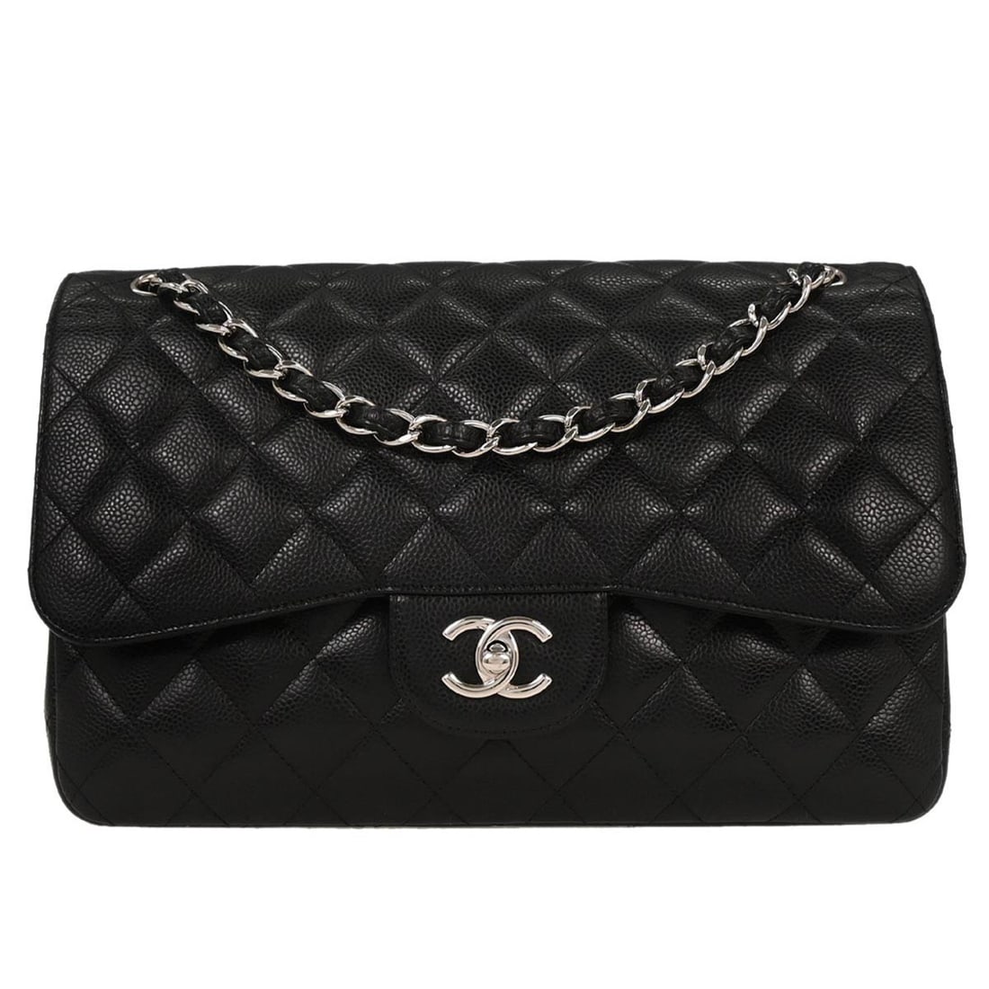 Chanel Black Caviar Leather Jumbo Classic Double Flap Bag (1 of 10)