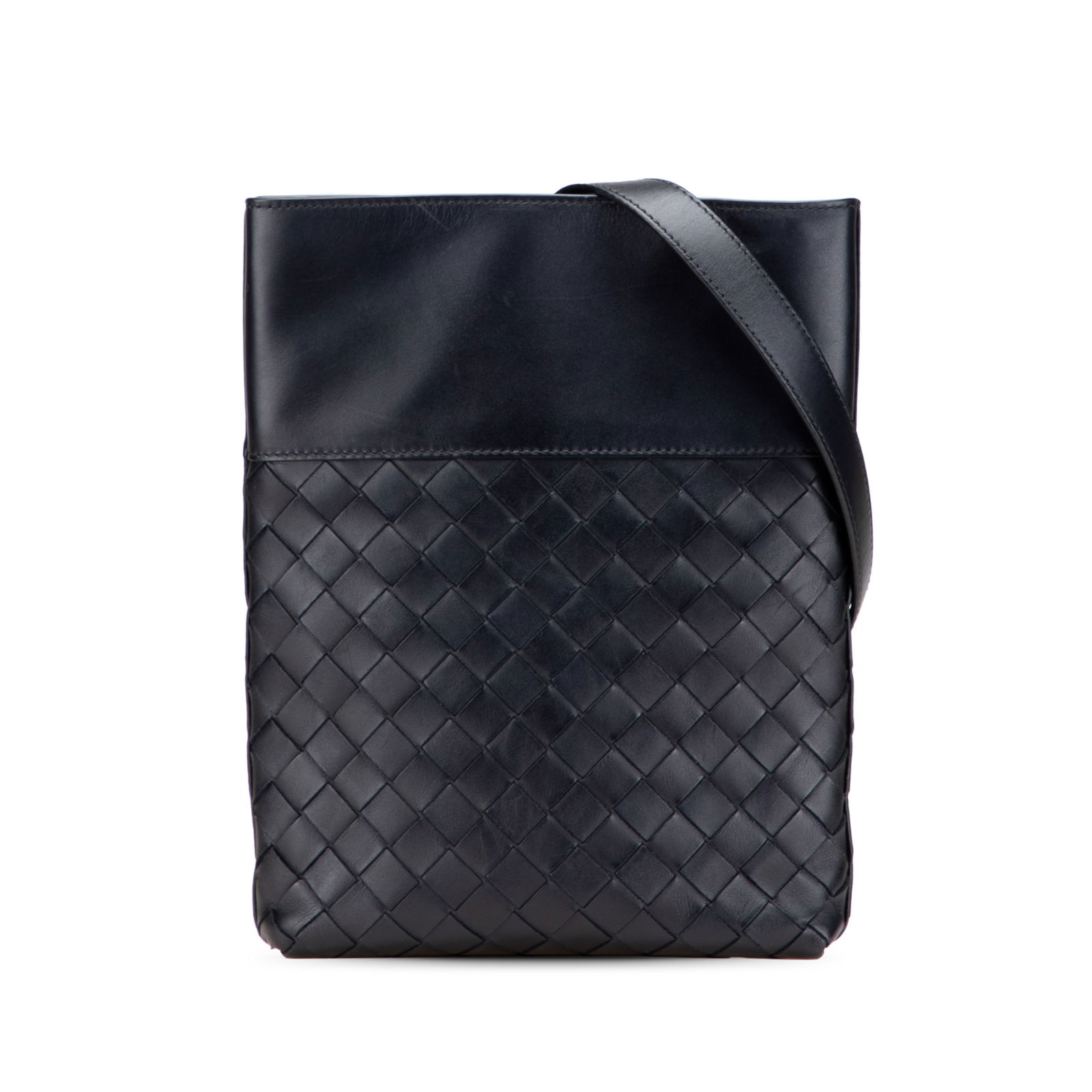 Bottega Veneta Nappa Intrecciato Black Leather Messenger Bag (1 of 10)