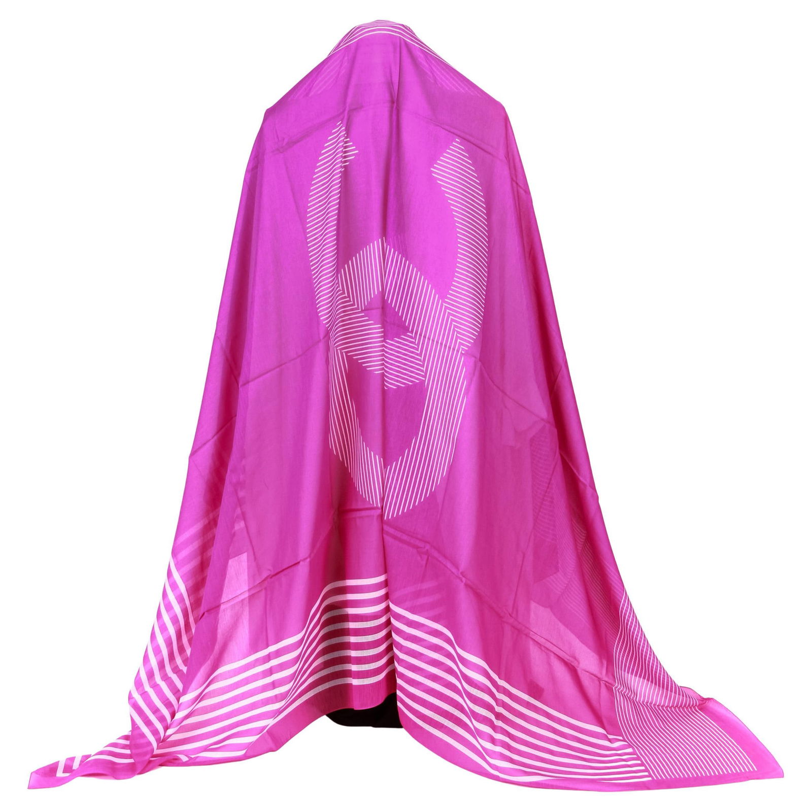 Chanel Fuchsia White Striped Shawl Scarf 80% Cotton 20% Silk Made in Italy (1 of 4)