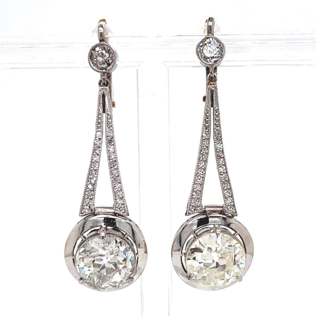 18K Gold Platinum 6.53 Ct Diamond Earrings with 46 Accents (1 of 3)