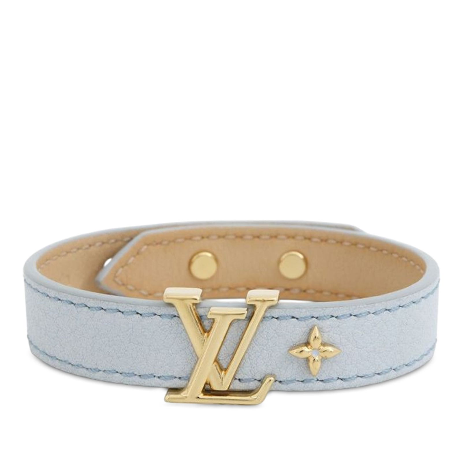 Louis Vuitton Leather LV Iconic Bracelet Blue Gold Tone: Louis Vuitton Leather LV Iconic Bracelet Blue Gold Tone Elevate your accessory collection with the Louis Vuitton Leather LV Iconic Bracelet. This stylish piece features a luxurious leather body comple