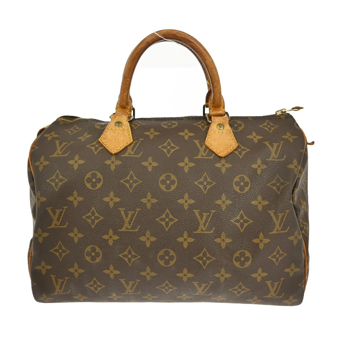 Speedy 30 Brown Monogram Canvas Satchel by Louis Vuitton M41526: Speedy 30 Brown Monogram Canvas Satchel by Louis Vuitton M41526 This Louis Vuitton Speedy 30 handbag features the iconic monogram canvas exterior with beige double leather handles and a zip closure. T