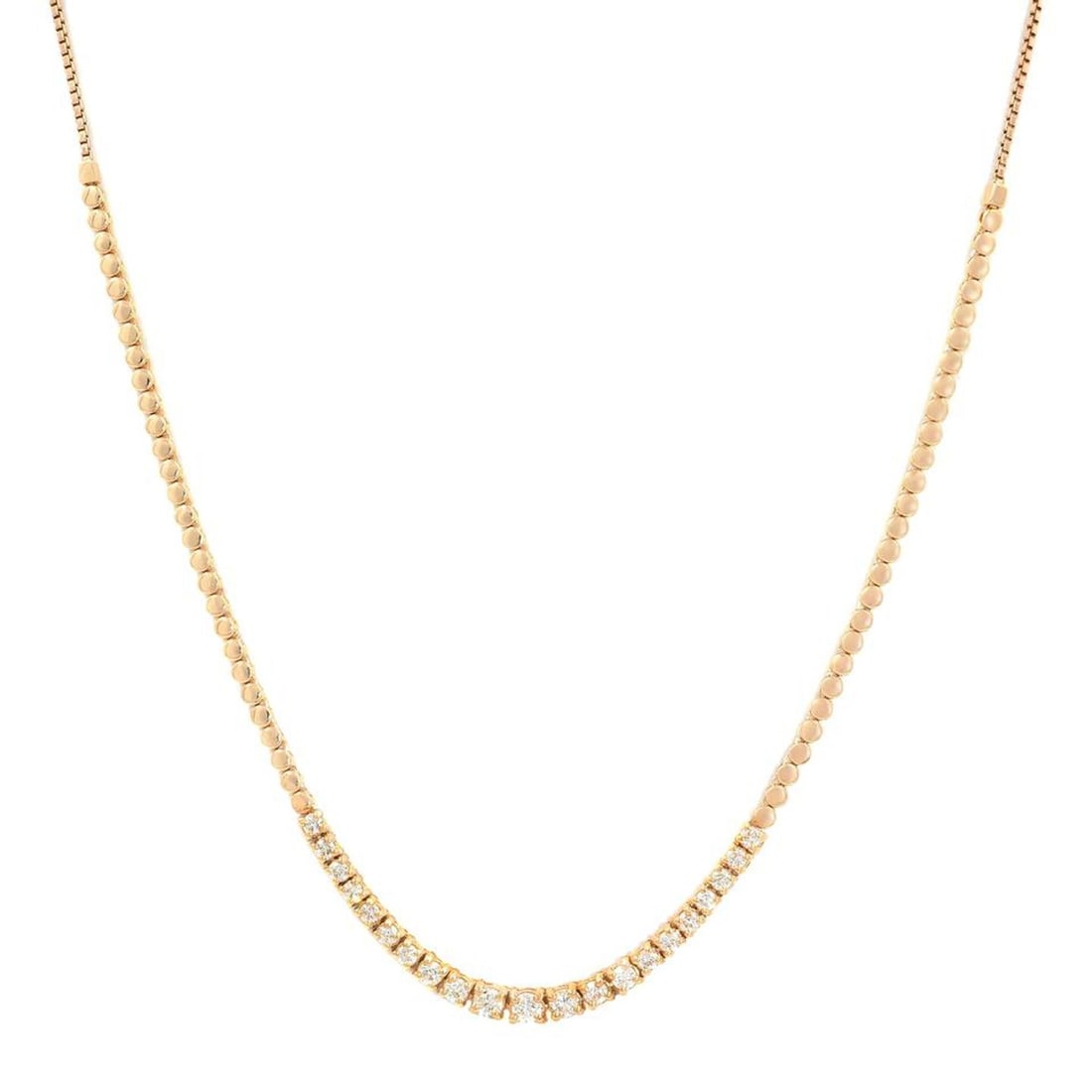 Rachel Koen 14K Rose Gold 1.40ct Diamond Tennis Bolo Necklace (1 of 4)