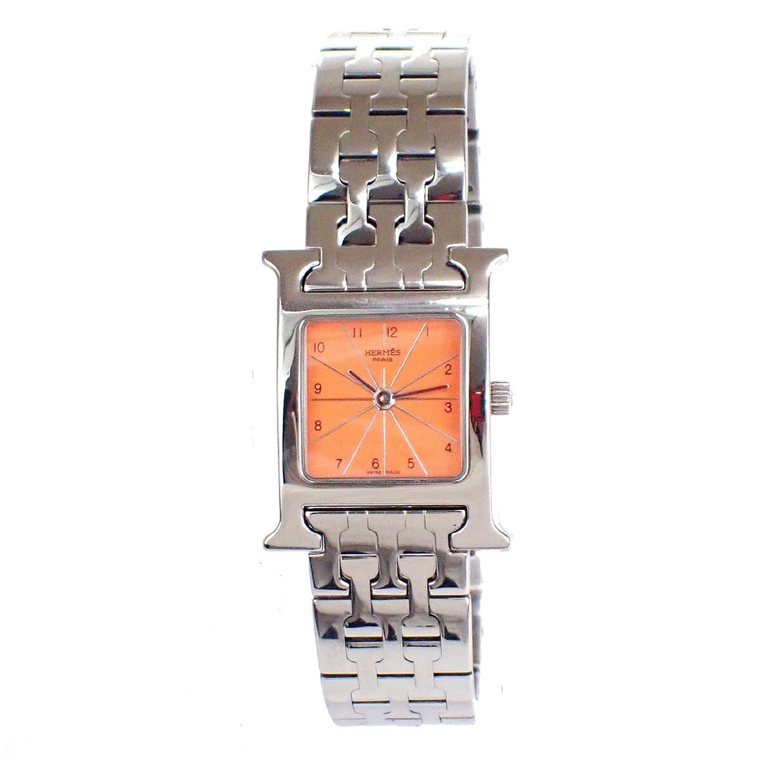 Heure H Quartz Ladies Watch by Hermes: Heure H Quartz Ladies Watch by Hermes Hermes Heure H Quartz Watch in excellent condition, designed for women. The watch features minor scuffs on the face and belt but is otherwise well maintained. No