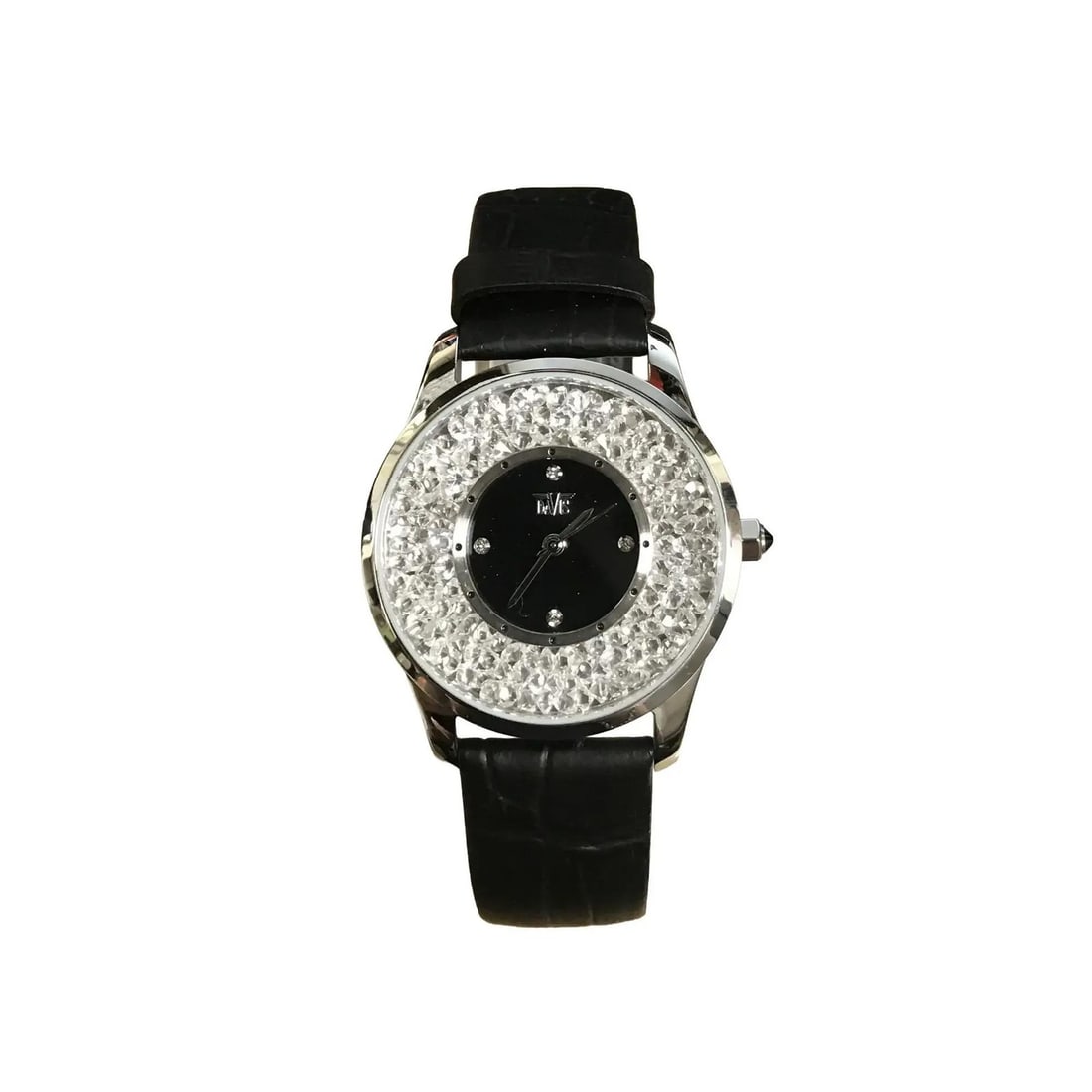 Davis Elegance Quartz Wristwatch 35mm Black Dial Crystal Stones Ladies (1 of 3)