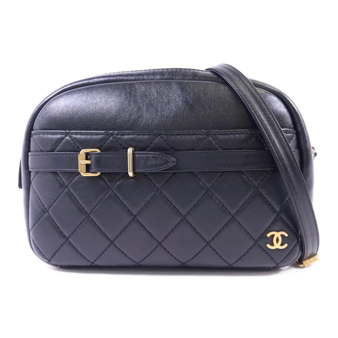 Black Calfskin CHANEL Shoulder Bag with Gold Tone CC Hardware: Black Calfskin CHANEL Shoulder Bag with Gold Tone CC Hardware This CHANEL shoulder bag features black calfskin leather and gold-tone hardware, offering a classic and sophisticated look. Crafted in Fra